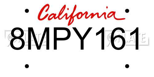 8MPY161 California License Plate