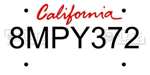 8MPY372 California License Plate