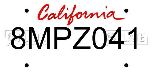 8MPZ041 California License Plate