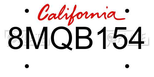8MQB154 California License Plate