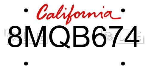 8MQB674 California License Plate