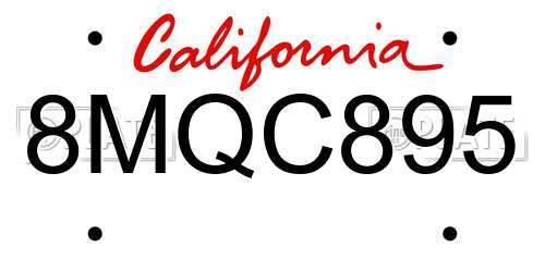 8MQC895 California License Plate
