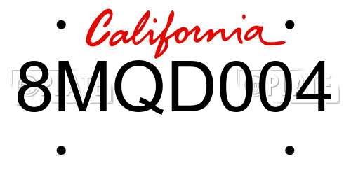 8MQD004 California License Plate