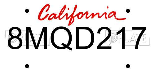 8MQD217 California License Plate