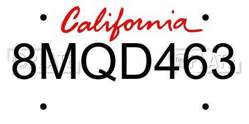 8MQD463 California License Plate