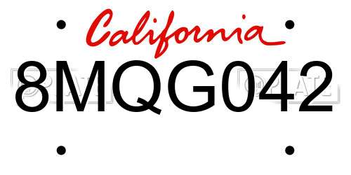 8MQG042 California License Plate