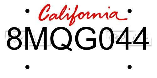 8MQG044 California License Plate