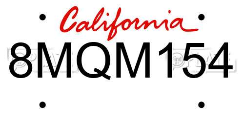8MQM154 California License Plate