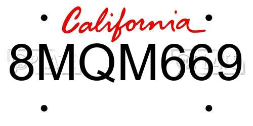 8MQM669 California License Plate