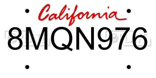 8MQN976 California License Plate