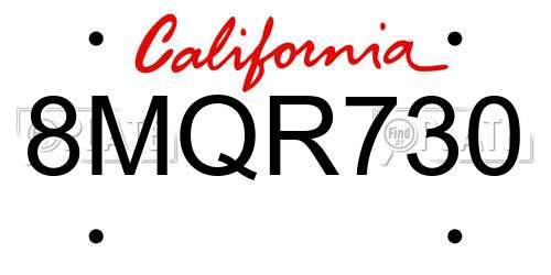 8MQR730 California License Plate