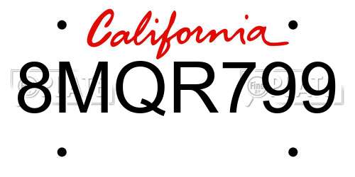 8MQR799 California License Plate