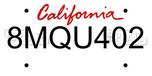 8MQU402 California License Plate