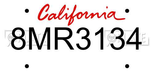 8MR3134 California License Plate