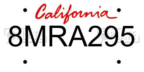 8MRA295 California License Plate