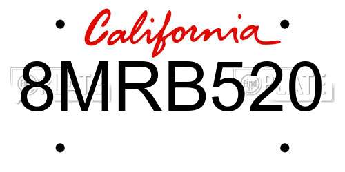 8MRB520 California License Plate