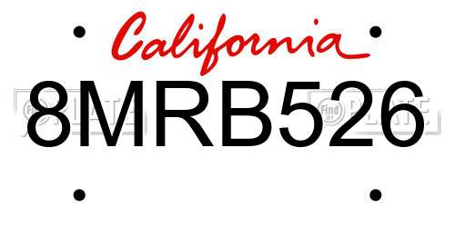 8MRB526 California License Plate