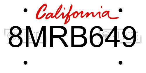 8MRB649 California License Plate