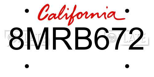 8MRB672 California License Plate