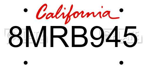 8MRB945 California License Plate