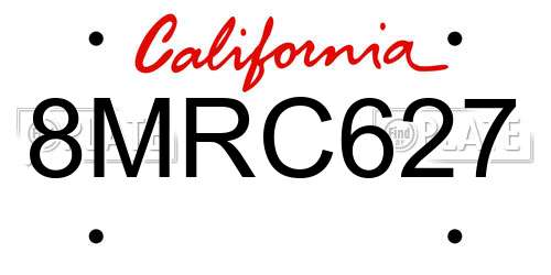 8MRC627 California License Plate