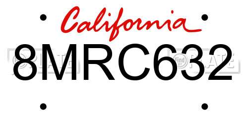 8MRC632 California License Plate