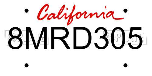 8MRD305 California License Plate
