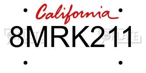 8MRK211 California License Plate