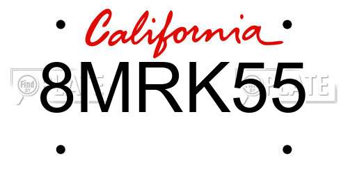 8MRK55 California License Plate