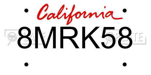 8MRK58 California License Plate