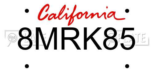 8MRK85 California License Plate