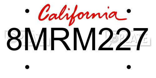 8MRM227 California License Plate