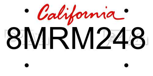 8MRM248 California License Plate