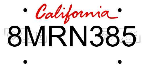 8MRN385 California License Plate