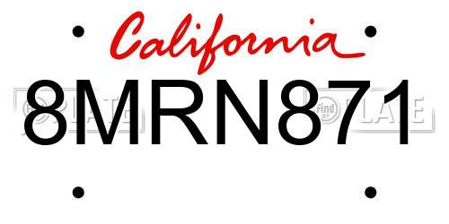 8MRN871 California License Plate
