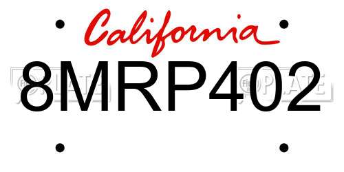 8MRP402 California License Plate