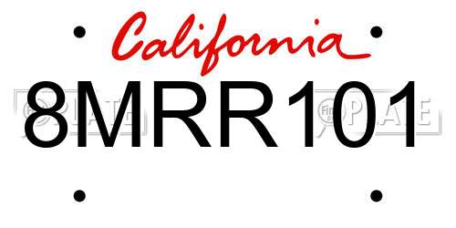 8MRR101 California License Plate