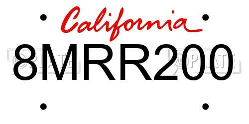 8MRR200 California License Plate