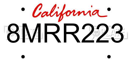 8MRR223 California License Plate