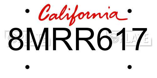 8MRR617 California License Plate