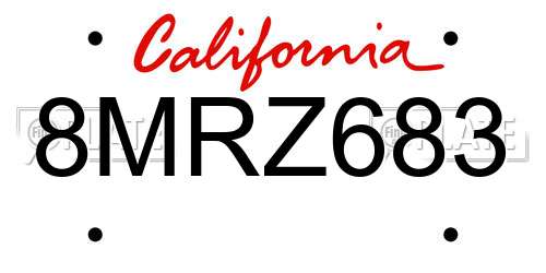 8MRZ683 California License Plate