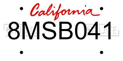 8MSB041 California License Plate