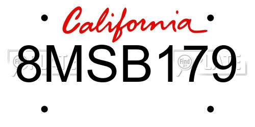 8MSB179 California License Plate