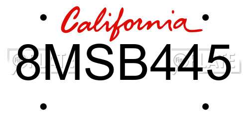 8MSB445 California License Plate