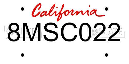 8MSC022 California License Plate