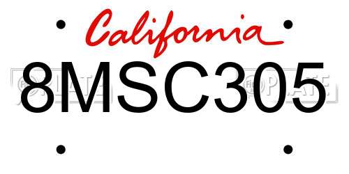 8MSC305 California License Plate
