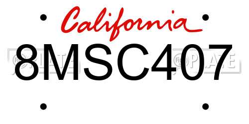 8MSC407 California License Plate