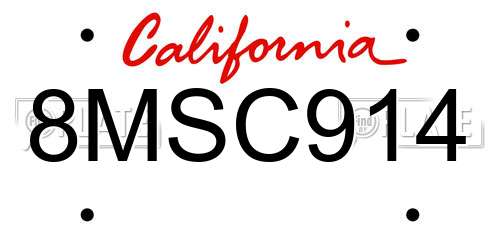 8MSC914 California License Plate