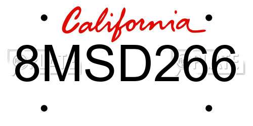 8MSD266 California License Plate