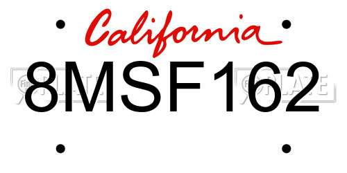 8MSF162 California License Plate